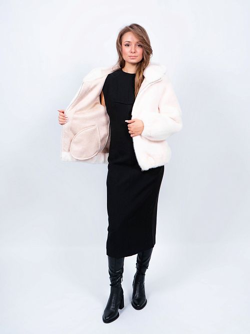 25-ELSX-009-2 Полушубок женский молочный Sempati 