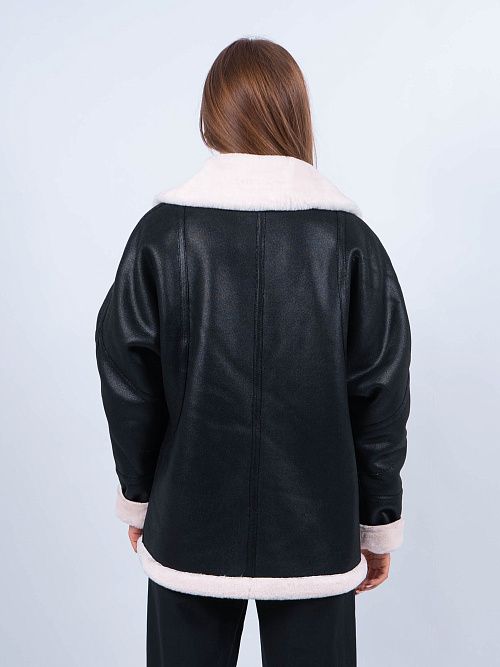 W1072/15 Дубленка женская черный Baimuni 