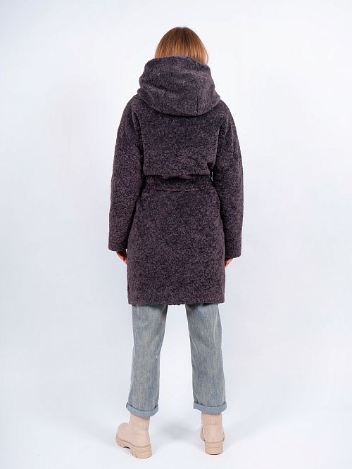 4У-0015/2м-3181 Пальто меховое женское антрацит ELECTRA STYLE 