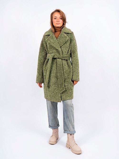 3-0121мРФ-3181/1 Пальто меховое женское фисташковый ELECTRA STYLE 