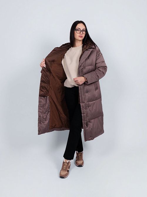 9719/2 Пальто женское коричневый Baimuni 