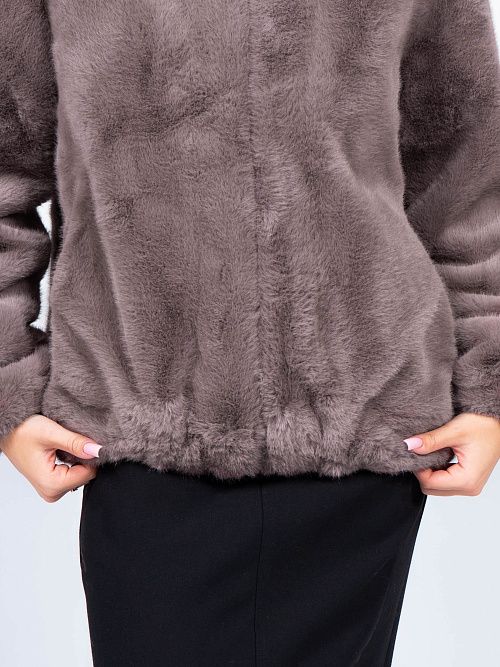 25-ELSX-009 Полушубок женский серый Sempati 