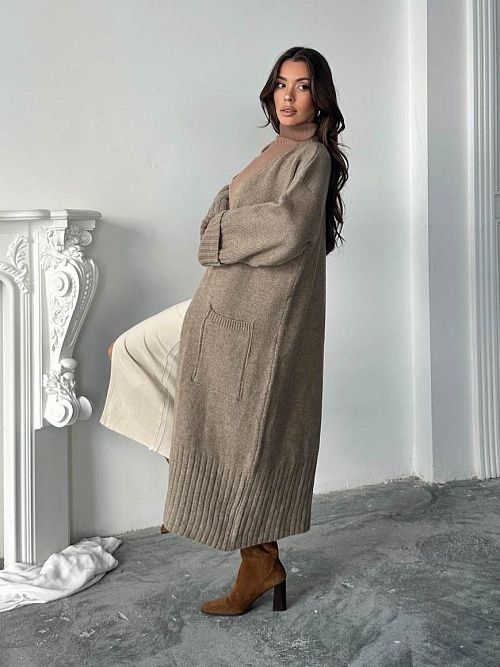 8106-beige Кардиган женский бежевый GIRL 