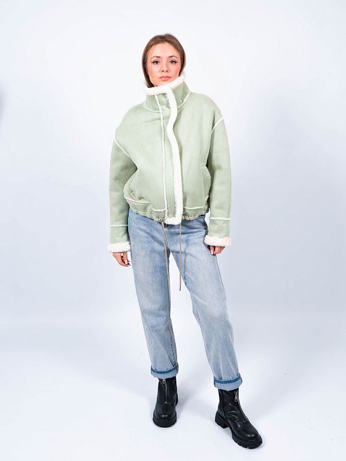 Дубленка женская зеленый Green Sempati 