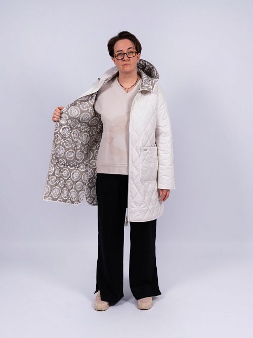 5208-003 Пальто женское двустороннее белый ICEBEAR 