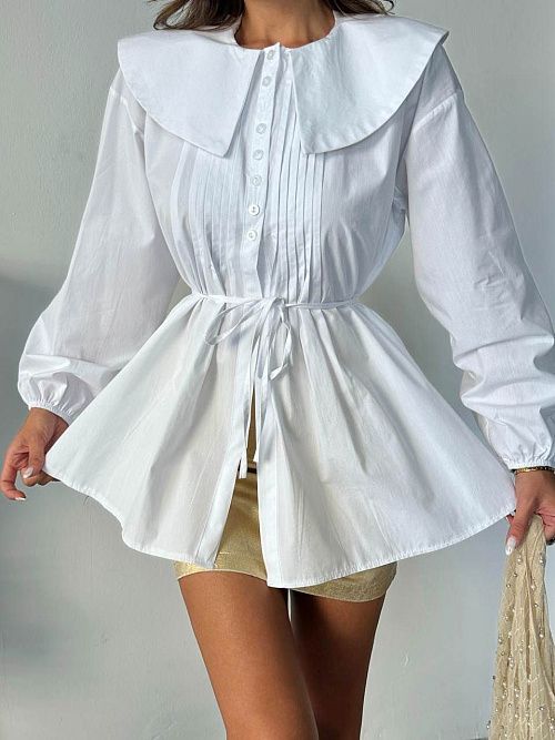 7496-white Рубашка женская белый Girl 