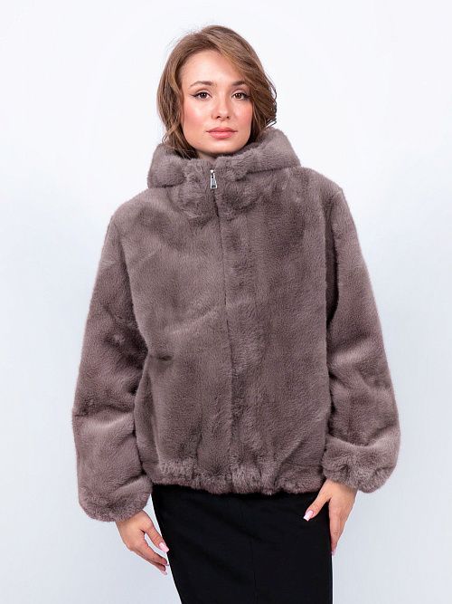 25-ELSX-009 Полушубок женский серый Sempati 