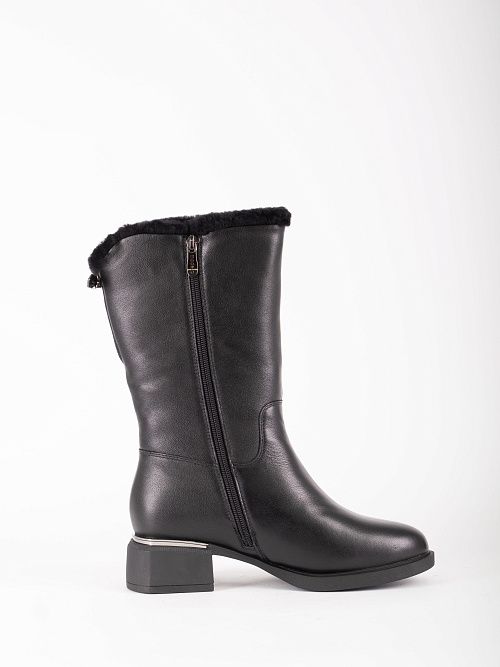 XJU-42189-4A-KW Полусапоги женские натуральная кожа черный Madella 