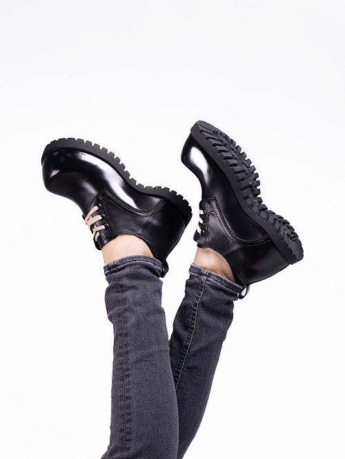 V8A80165-3 Полуботинки женские натуральная кожа черный 365 