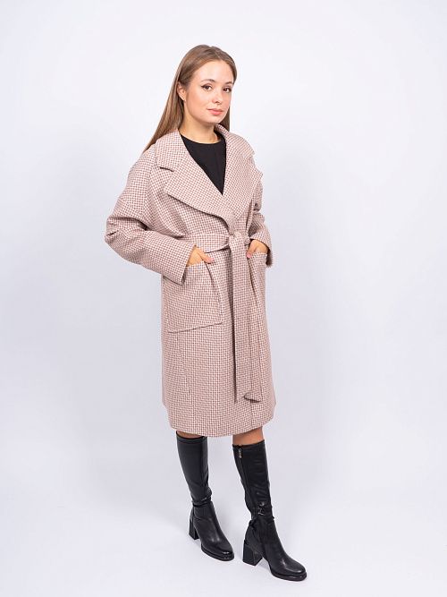 KR-291-Гус.лапка688 Пальто женское светло-бежевый Sempati 