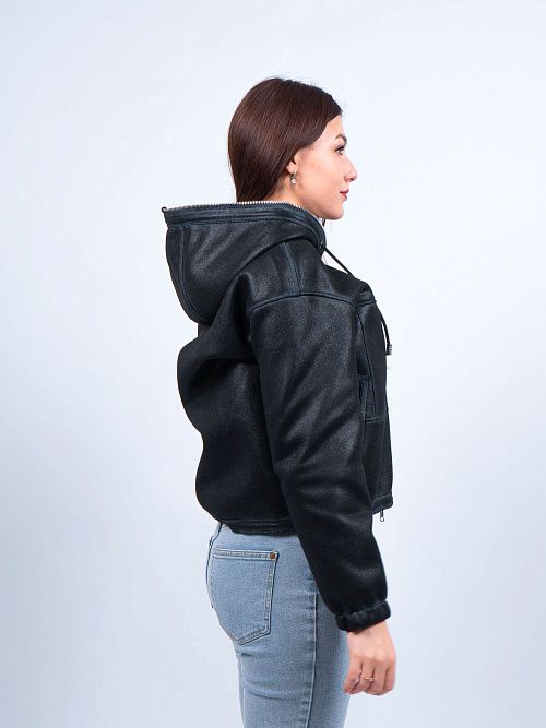 W9581 Дубленка женская черный Baimuni 