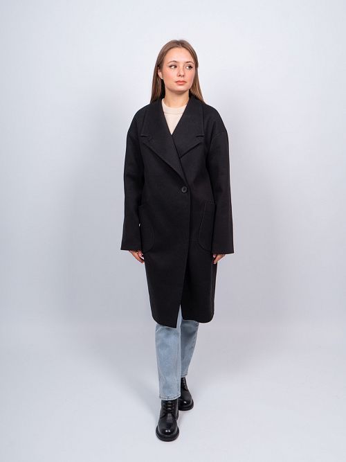 KR-171/15-Рубчик Пальто женское черный 365 