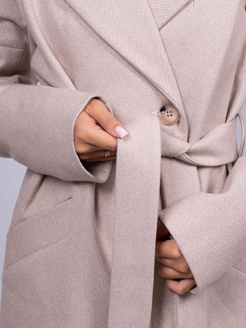 KR-227N/6-Рубчик Пальто женское бежевый 365 