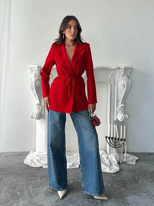 4121-red Пиджак женский красный GIRL 