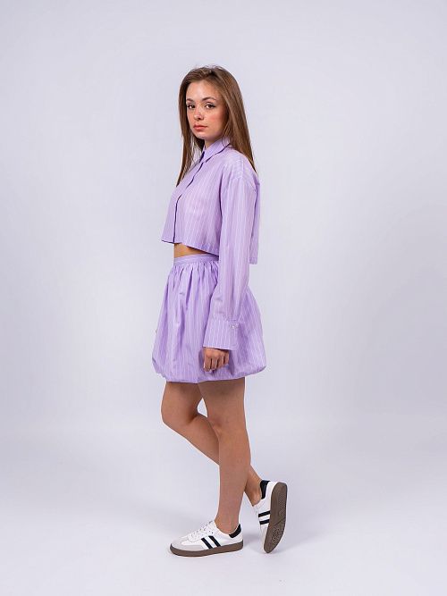 7448 Рубашка укороченная женская сиреневый GIRL   
