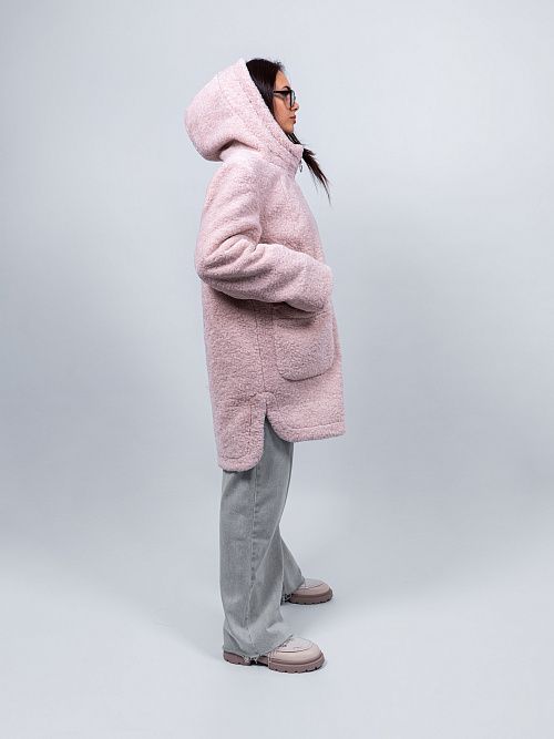 3-0306Бм-3181 Пальто меховое женское ванильный ELECTRA STYLE 