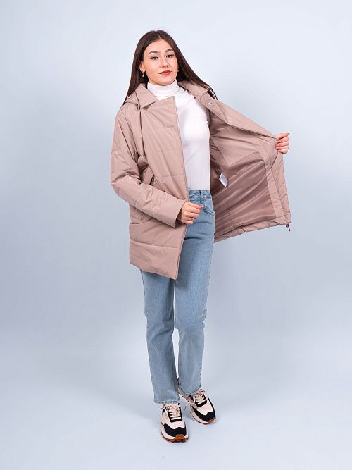 GWC4733I-G234 Куртка удлиненная женская бежевый ICEbear 