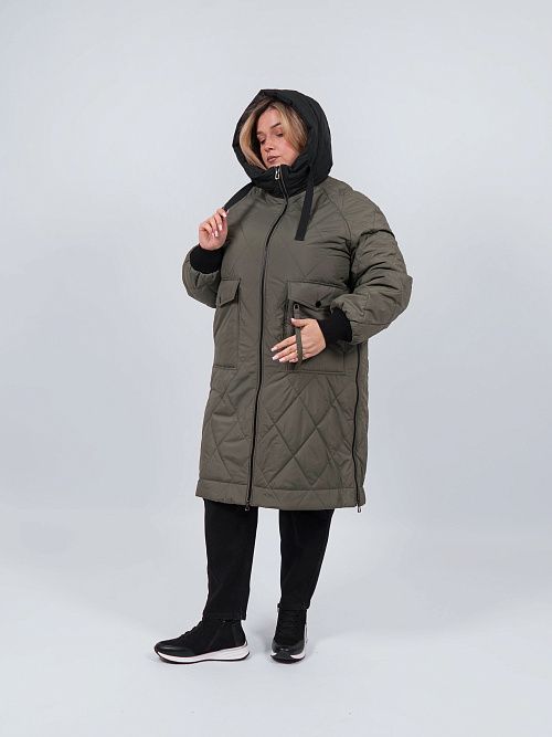 3645-1 Пальто женское зеленый Baimuni 