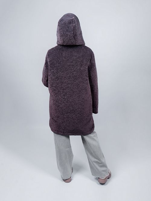 3-0306Бм-3181/1 Пальто меховое женское темный латте ELECTRA STYLE 