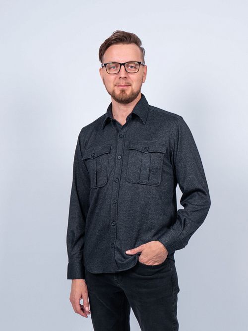 820-1325.O499.Y000.L.B0301 Рубашка мужская серый LUXOR 