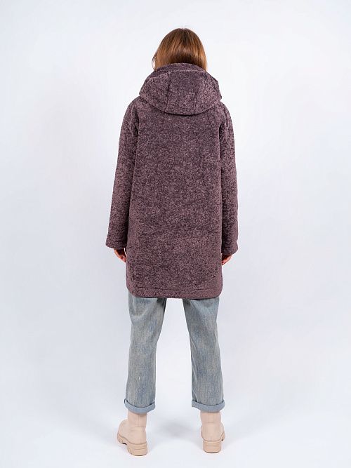 3-0306м-3181/1 Пальто меховое женское темный латте ELECTRA STYLE 