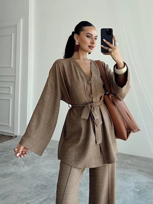 7474 Костюм женский коричневый GIRL 