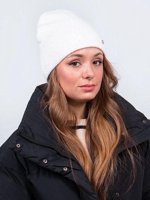 ФЛОРА Шапка женская белый ELITE LINE 