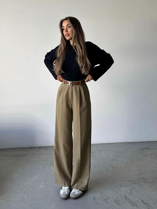 4002-khaki Брюки женские хаки Girl 