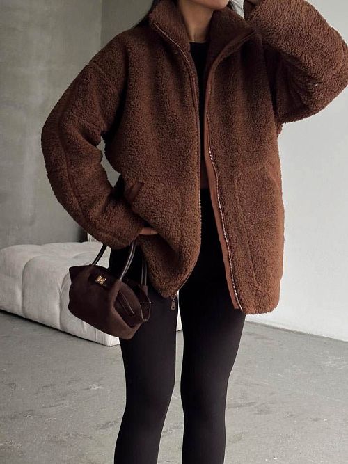 7435-brown Куртка женская коричневый GIRL 