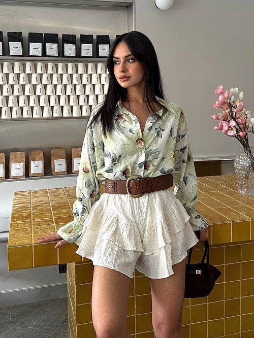 7486 Блузка женская зеленый GIRL   