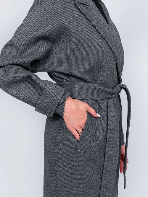 KR-309-Рубчик-12 Пальто женское антрацит 365 