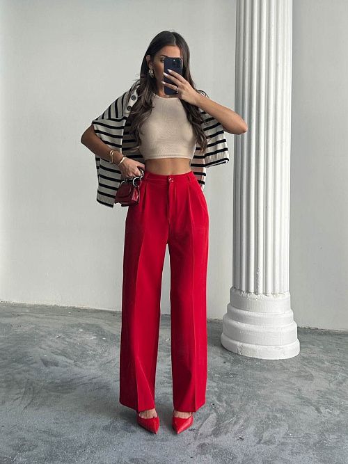 4002-red Брюки женские красный Girl 