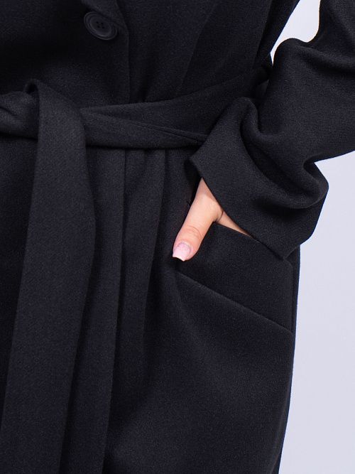 KR-227B/15-Рубчик Пальто женское черный 365 