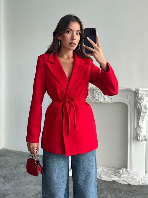 4121-red Пиджак женский красный GIRL 