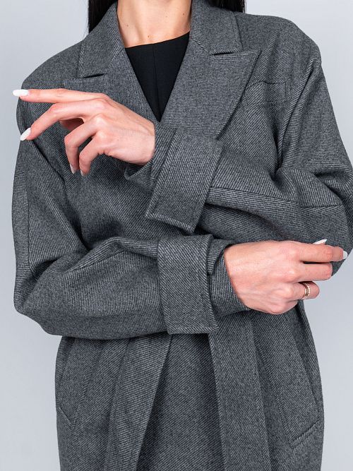 KR-309-Рубчик-12 Пальто женское антрацит 365 