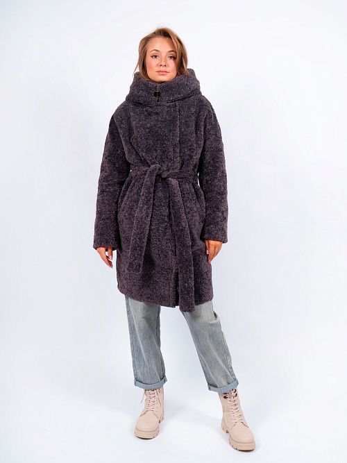 4У-0015/2м-3181 Пальто меховое женское антрацит ELECTRA STYLE 