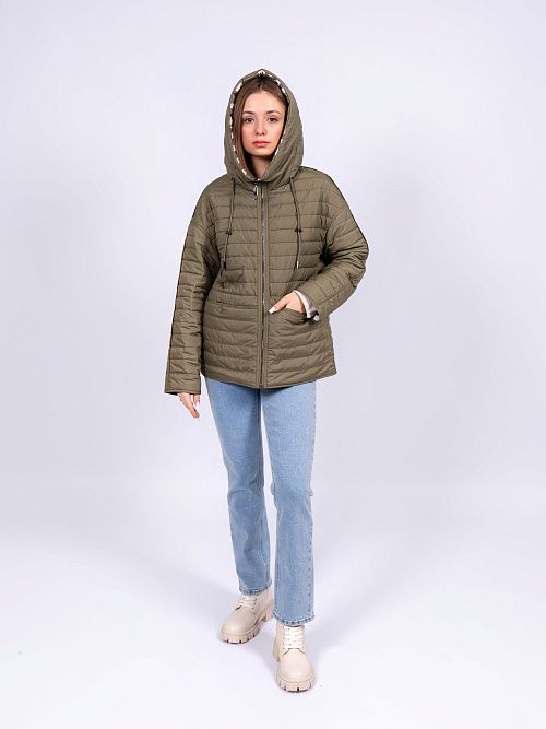 7603-1 Куртка женская двухстороння зеленый Baimuni 