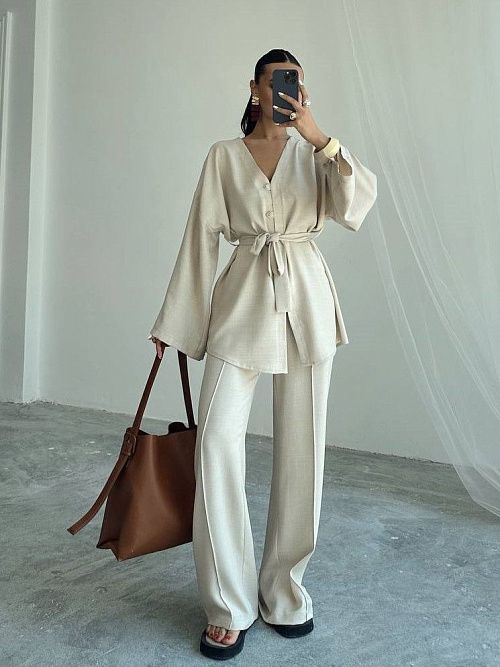 7474 Костюм женский бежевый GIRL 