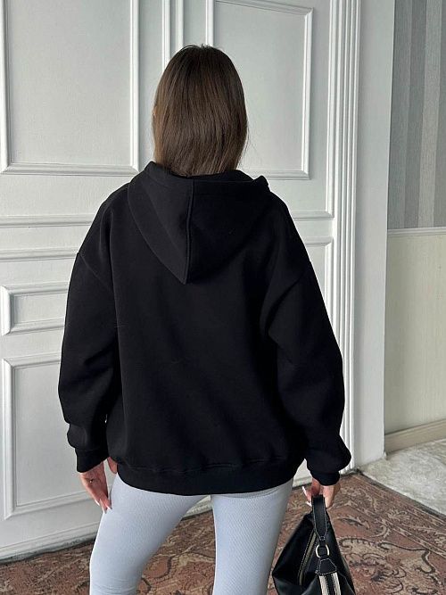 4627-black Худи на молнии женское черный Girl 