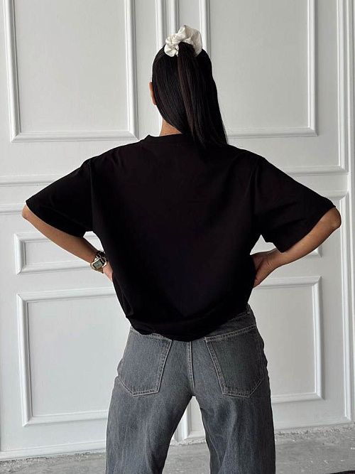 4607 Футболка женская черный GIRL 