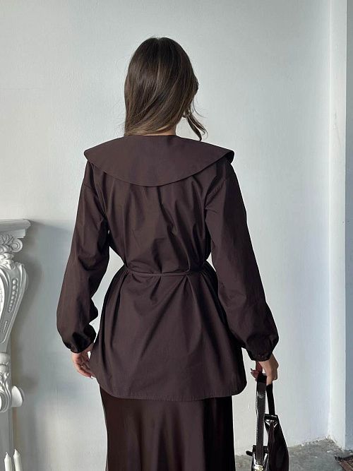 7496-brown Рубашка женская коричневый Girl 