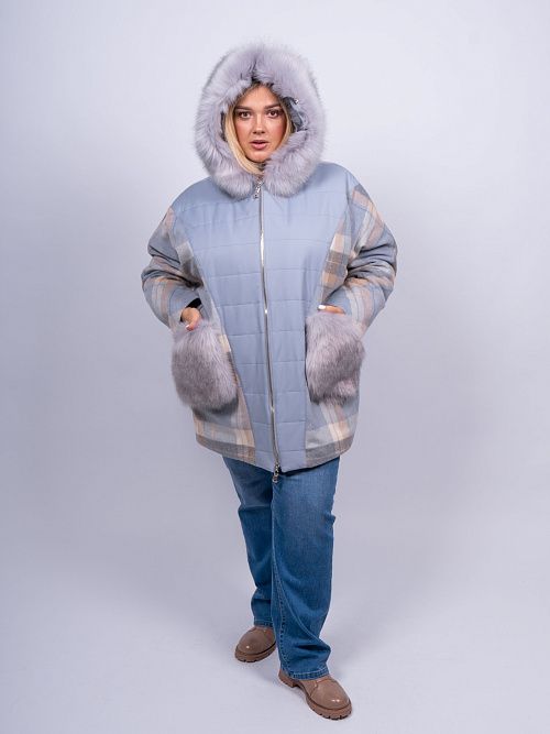 33-110039-1454-42 Пальто Бергамо-new женское голубой КЛЮКVА 