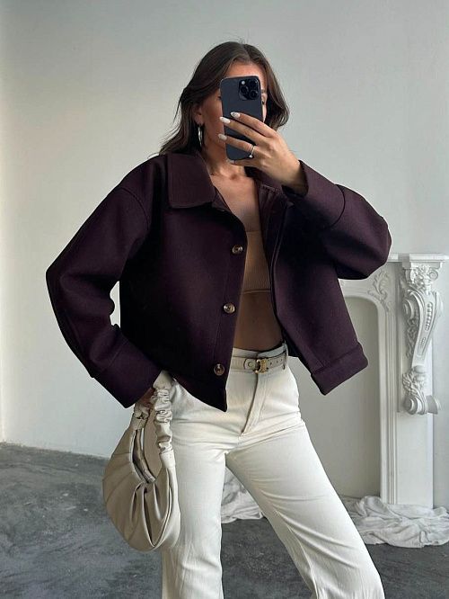 7498-brown Бомбер женский коричневый Girl 