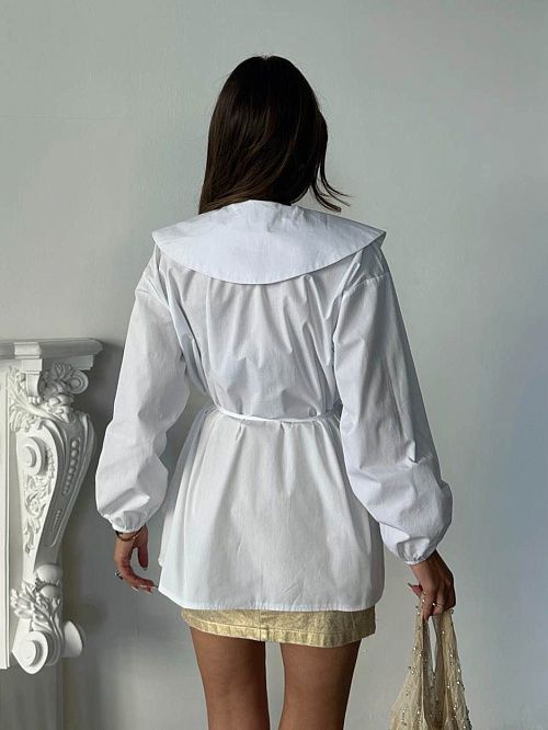 7496-white Рубашка женская белый Girl 