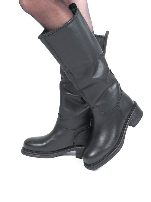 JA307Y-H1551-P8008BM Сапоги женские натуральная кожа черный 365 