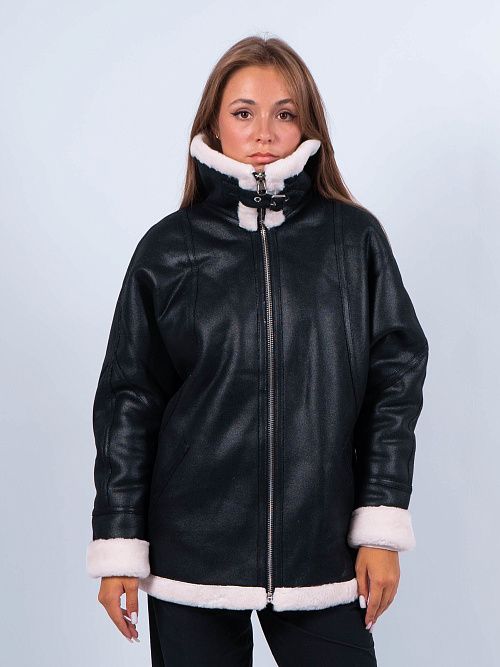 W1072/15 Дубленка женская черный Baimuni 