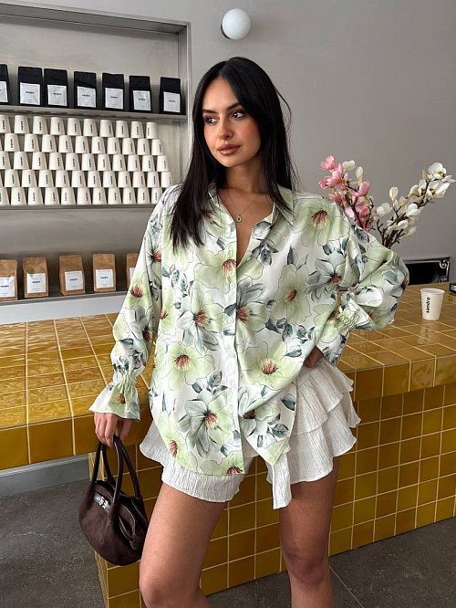 7486 Блузка женская зеленый GIRL   