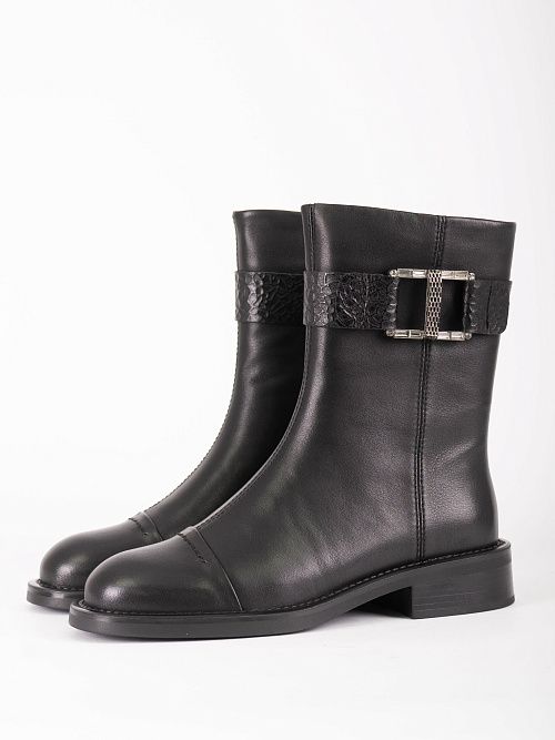 JA291-X57-P8008 Ботинки женские натуральная кожа черный 365 