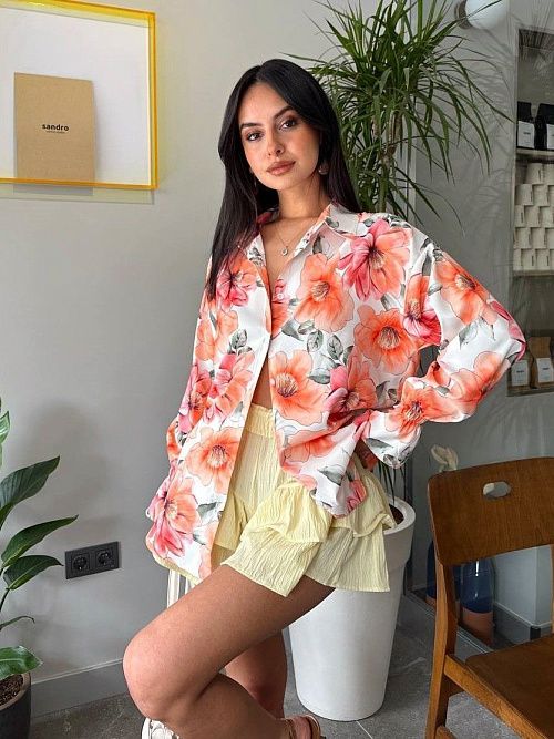 7486 Блузка женская оранжевый GIRL   