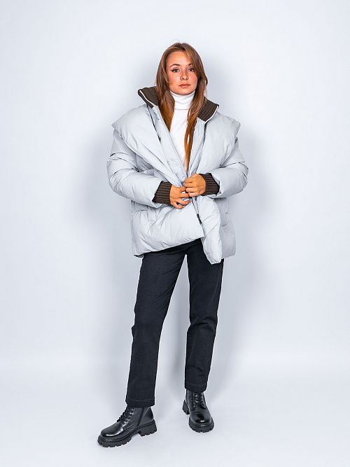 78158/13 Куртка удлиненная женская светло-серый Baimuni 